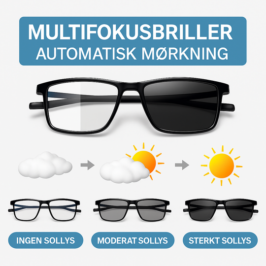 Multifokusbriller med lysjustering