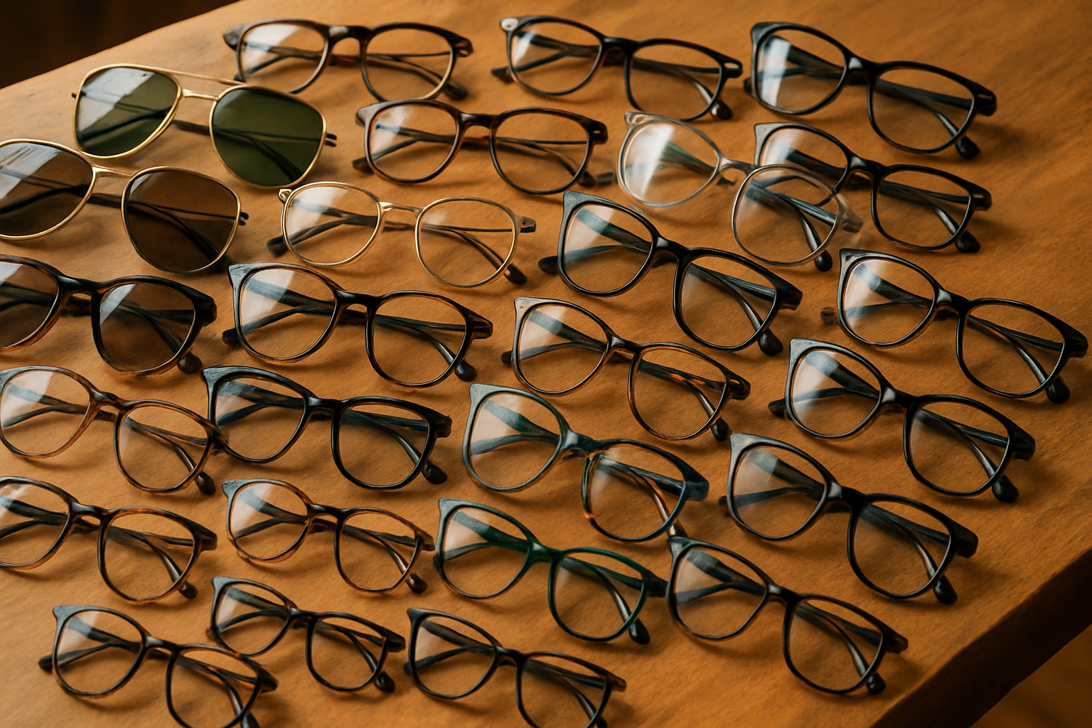 a big load of eyeglasses on a table